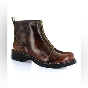 Electric Karma Dark Brown Front Zip Cleat Boots Shoes 9.5